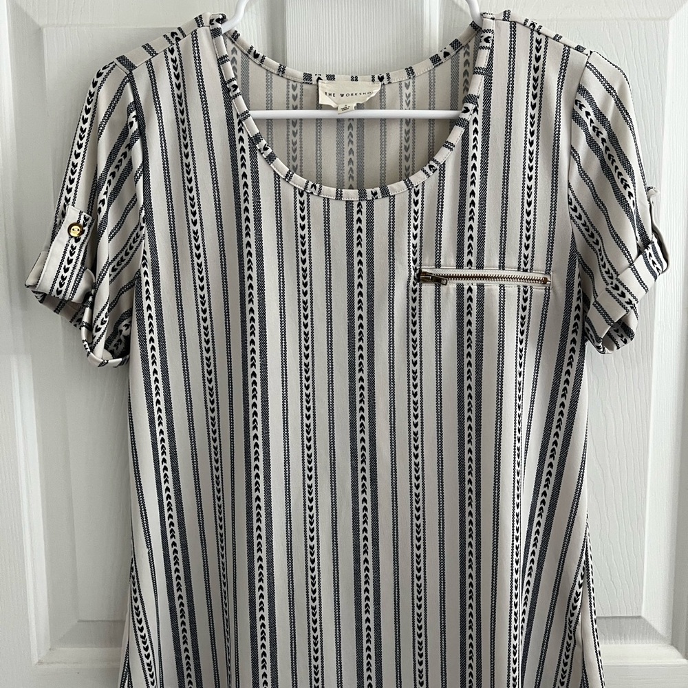 Workshop Republic Clothing Black and White Striped Blouse